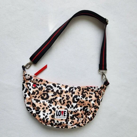 Brighton Spotted Love Leopard Print Swing Bag Feminine Cute Glam Hearts Playful - Picture 3 of 10